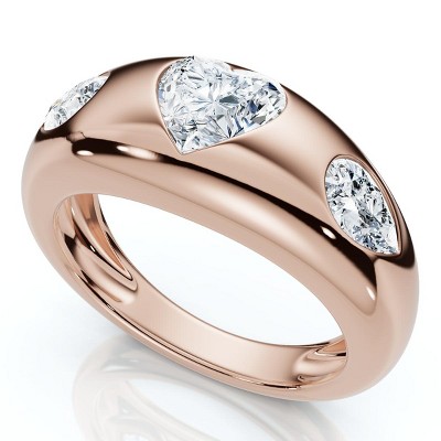 Pompeii3 1 3/10Ct Sloan Heart Shape Flush Set Diamond Dome Band 14k Gold Lab Created EF/VS