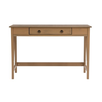Rustic Driftwood Gray Wood Writing Desk with Drawer