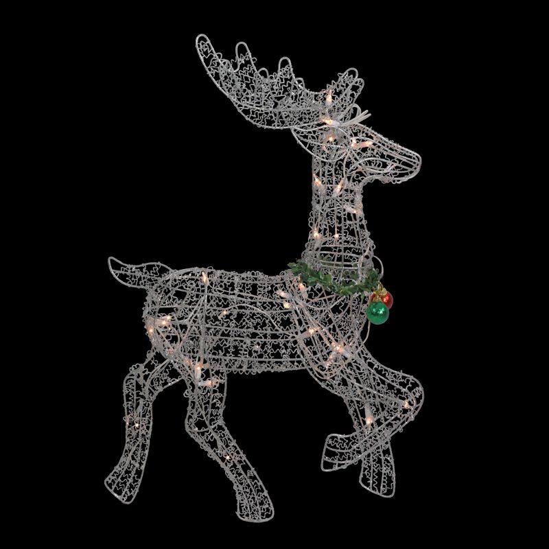 Northlight 25.5" Silver and Green Lighted Prancing Reindeer Christmas Outdoor Decoration, 3 of 5