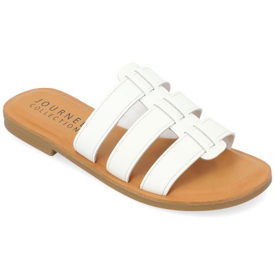 Journee Collection Womens Serrie Slip On Slide Flat Sandal