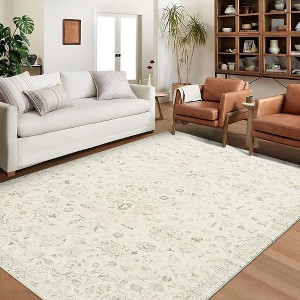 Vintage Medallion Area Rug Washable Rug Non-Slip Foldable Throw Carpet Oriental Floral Print Floor Cover - 1 of 4