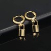 Gold Huggie Small Hoop Earrings with Charm Personalized /Star/Cross/Lock/Key 18k Gold Plated Crystal Drop Dangle Earrings for Women - 4 of 4
