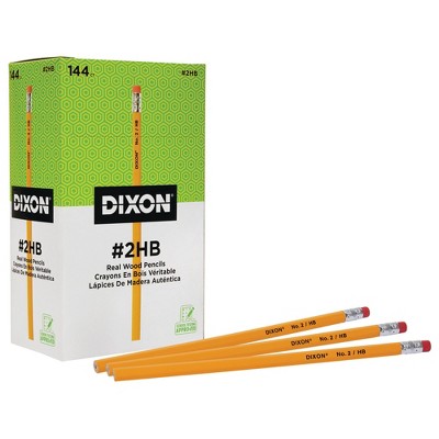 Dixon Pencils, No 2 Soft Tip, Yellow, Unsharpened, Pack of 144