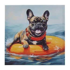 Madison Park 16"x16" Beach Playful Lively Dogs Print Canvas Wall Decor Art Blue - 1 of 4