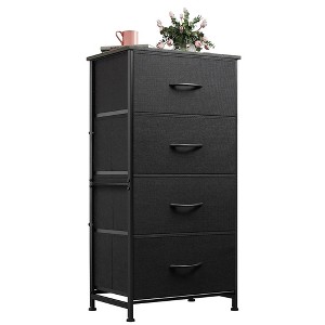 Aoibox 4 Drawer Fabric Dresser Storage Tower Organizer with Steel Frame Wood Top Easy Pull Handle Charcoal Black - 1 of 4