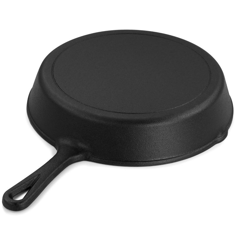 MegaChef Round Preseasoned Cast Iron Frying Pan with Handle in Black, 4 of 7