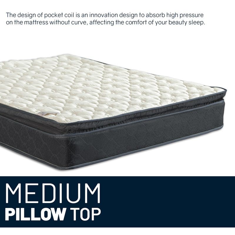 Continental Sleep, 9-Inch Medium Firm Pillow Top Single Sided Hybrid Mattress, Compatible with Adjustable Bed, 5 of 7