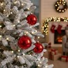 SEVOBAL Tree Ornaments 3PCS Set 6" Red Glass Christmas Ornament Balls Holiday Tree Decorations Hanging Spheres for Party Decor, Red, 6"*6"*6" - 2 of 4