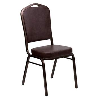  EMMA + OLIVER Trapezoid Back Banquet Chair, Black Vinyl/Black  Frame 2.5 Seat : Office Products