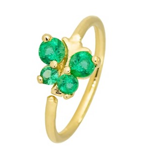 Jewelry Avalanche 20G Ladies 0.11 ctw Emerald Nose Ring, 14K Gold Butterfly Nose Hoop, 5/16"(8mm) - 1 of 4