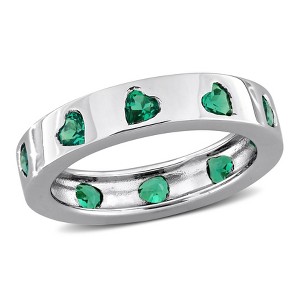 EVERLY JEWELRY | Sterling Silver 1 1/3 CT TGW Created Emerald Fashion Ring - 1 of 4