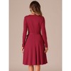 Allegra K Women's Long Sleeve A Line Ruffle Belted Business Casual Dress with Pockets - 3 of 4