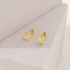 Girls' Glimmering Clear CZ Unicorn Screw Back 14k Gold Earrings - In Season Jewelry - 4 of 4