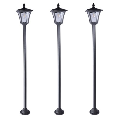 LamQee 1-Light 63 inch LED Solar Post Light Complete Solar Powered Outdoor Post Light Floor Lamp Exterior Garden Lights for Pathway Patio