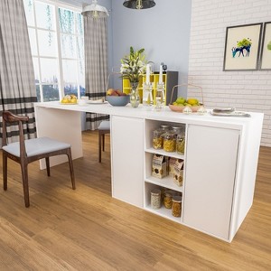 Famapy White Kitchen Island With Storage Wood Kitchen Prep Table Stationery Storage Cabinet - 1 of 4