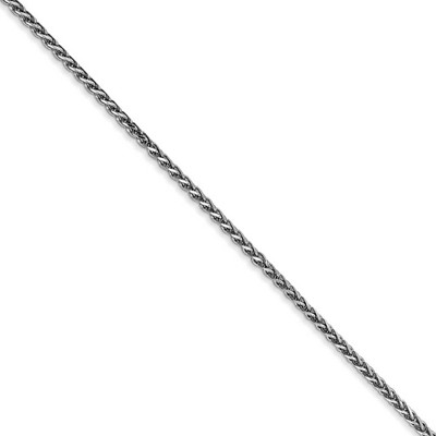 Black Bow Jewelry 1.4mm 14k White Gold Solid Diamond Cut Spiga Chain Necklace