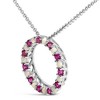 .925 Sterling Silver Alternating Created Red Ruby and Opal Circle Pendant Necklace - 4 of 4