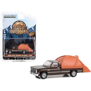 1986 GMC Sierra Classic 1500 Pickup Truck Dark Brown Metallic with Modern Truck Bed Tent 1/64 Diecast Model Car by Greenlight - 1 of 3