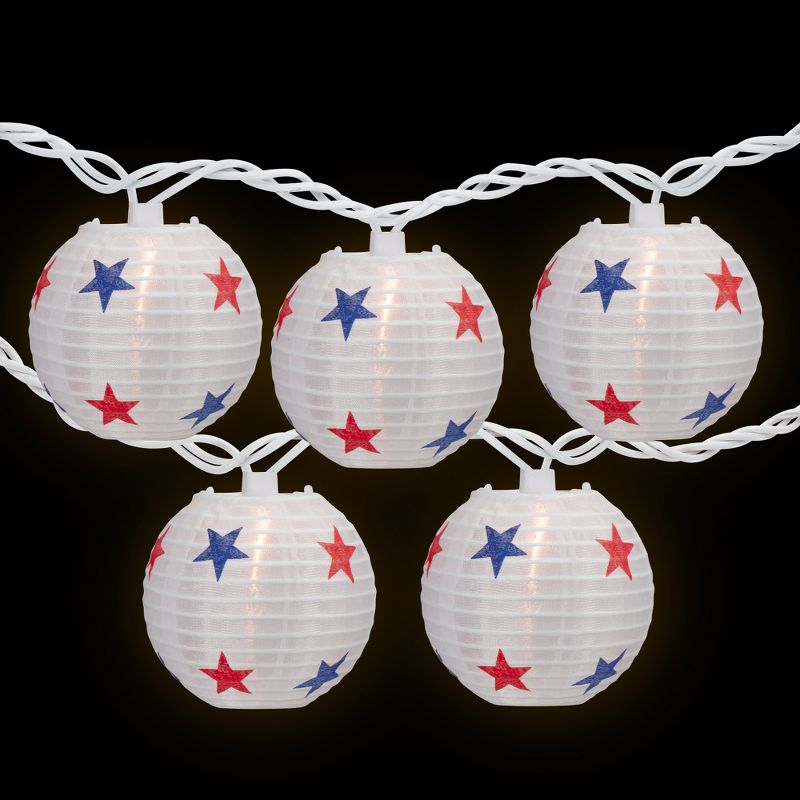 Northlight 10-Count Patriotic Stars Paper Lantern Patio Lights, Clear Bulbs, 3 of 9