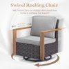 Outdoor Patio Glider Chair Wicker Rattan Swivel Chair Set of 2 with Removable Cushions - 3 of 4