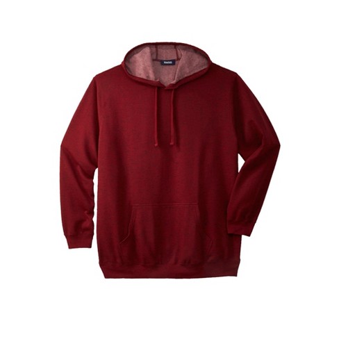 Kingsize Men's Big & Tall Fleece Pullover Hoodie - Tall - 4xl, Burgundy Marl  Red : Target