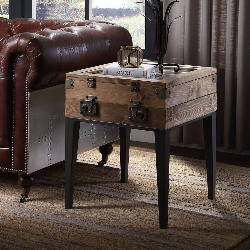 20&#34; Kolin Accent Table Rustic Oak/Matte Gray - Acme Furniture, 1 of 8