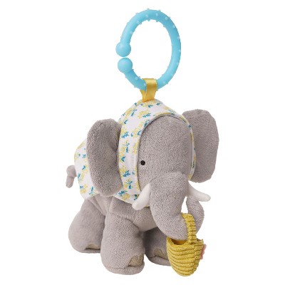 Manhattan Toy Fairytale Elephant Plush Baby Travel Toy with Chime, Crinkle Ears and Teether Clip-on Attachment