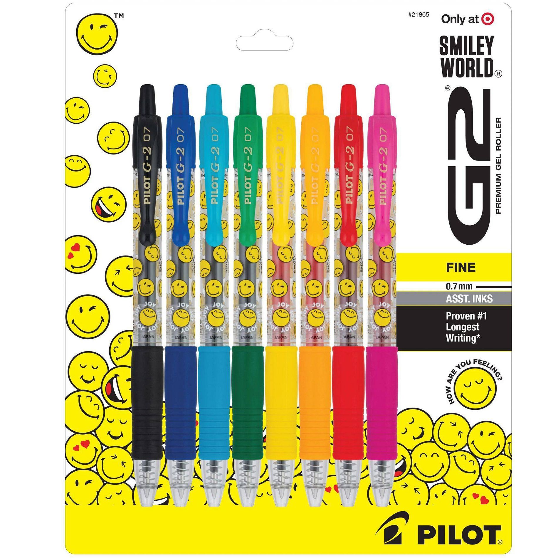 Pilot 8pk G2 Smiley World Gel Pens Fine Point 0.7mm Multicolored Ink
