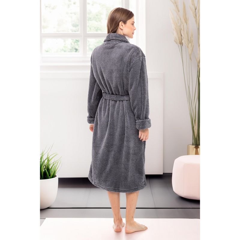 Women's Fuzzy Plush Fleece Robe, Warm Soft Bathrobe for Her, 5 of 8