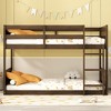 CAVINAS Twin Over Twin Platform/Floor Bunk Bed with Ladder,Solid Rubber Wood Bed Frame for Kids Room,Bedroom - 2 of 4