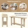 KIGFTSOD Modern Minimalist Console Table, Solid Wood with Metal Accents & Built-in Shelf, for Living Room Hallway, Brown - 3 of 4