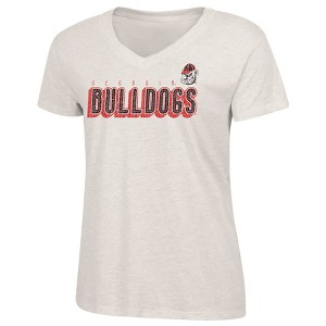 NCAA Georgia Bulldogs Women's Oatmeal V-Neck T-Shirt - 1 of 3