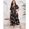 BLUEMING Summer Maxi Dress for Plus Size Women Tie Wasit Surplice Dress Flutter Sleeve A-Line Dress - 3 of 4