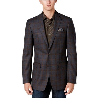 Tallia Mens Windowpane Two Button Blazer Jacket