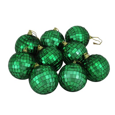 Northlight Mirrored Disco Ball Christmas Ornaments - 2.5" (60mm) - Green - 9ct