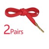 INSPIRE CHIC Faux Leather Solid Color Metal Tippings Flat Shoe Laces 2 Pairs - 3 of 4