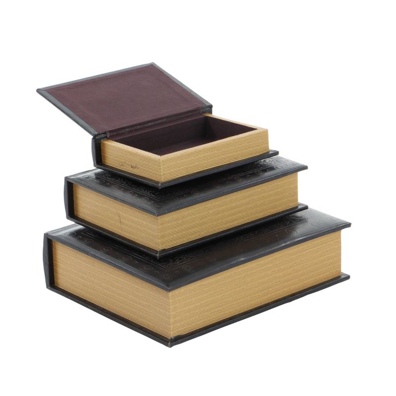 Vintage Reflections Rustic Wood-Style MDF and Synthetic Leather Book Box Set 3ct - Olivia & May, 4 of 20