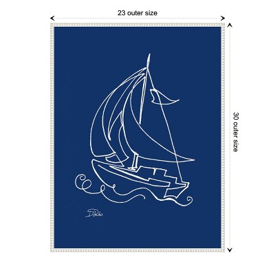 Blue Nautical Sailboat Canvas Print with Beaded Frame