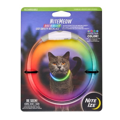 Nite Ize NiteMeow Rechargeable LED Safety Necklace - Cat Accessories - LED Glow Necklace for Dogs - Disc-O Select