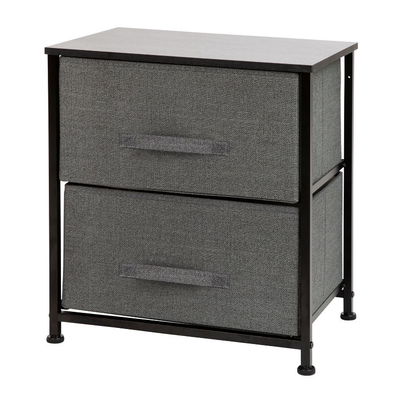 Emma and Oliver 2 Drawer Storage Stand with Wood Top & Dark Fabric Pull Drawers, 1 of 12