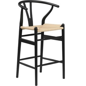 Wooakway 17.5" 20" 39.4" Fully Assembled Wishbone Barstool, Weave Counter Height Bar Stool for Kitchen Island - 1 of 4