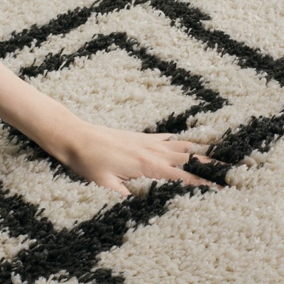 Hand-Knotted Gray Wool-Synthetic Blend Shag Rug, 8' x 10'