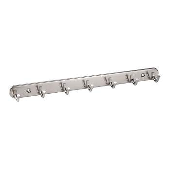 Unique Bargains Wall Mount 7 Hooks Stainless Steel Rack Coat Hat Hooks and Hangers Silver Tone 1 Pc