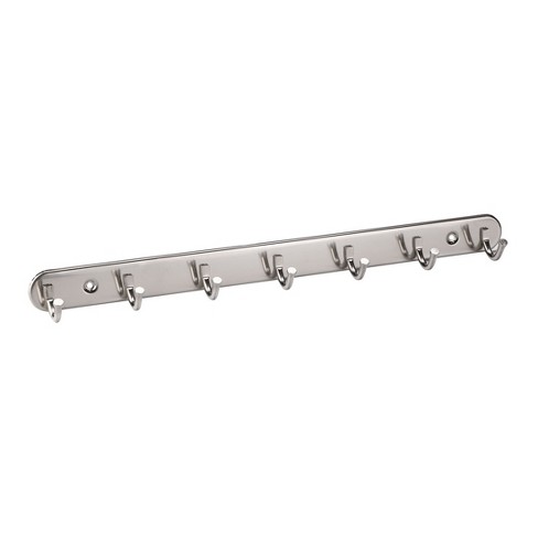 Unique Bargains Wall Mount 7 Hooks Stainless Steel Rack Coat Hat Hooks and  Hangers Silver Tone 1 Pc