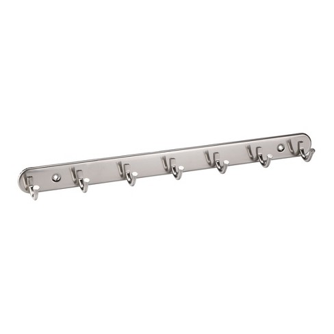 Unique Bargains Wall Mount 7 Hooks Stainless Steel Rack Coat Hat Hooks And  Hangers Silver Tone 1 Pc : Target