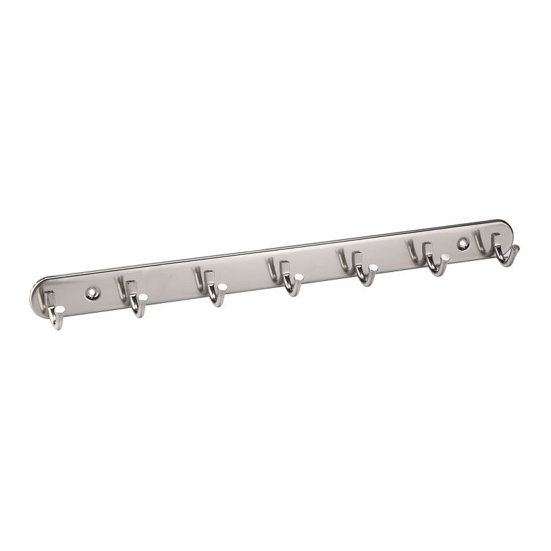 Unique Bargains Wall Mount 7 Hooks Stainless Steel Rack Coat Hat Hooks and Hangers Silver Tone 1 Pc, 1 of 8