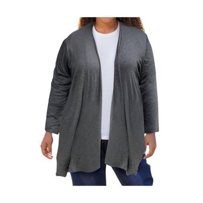 Women's Long Sleeve Draped Cardigan - Plus - On The Plus Side