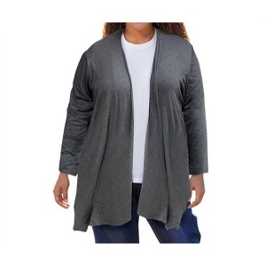 Women's Long Sleeve Draped Cardigan - Plus - On The Plus Side - 1 of 4