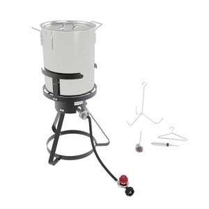 GasOne Turkey Fryer 30 Quart Pot Outdoor Burner – Cast Iron Burner Head 7-Piece Set Outdoor Deep Fryer with Thermometer, Marinade Injector, B-5155-NB - 1 of 4