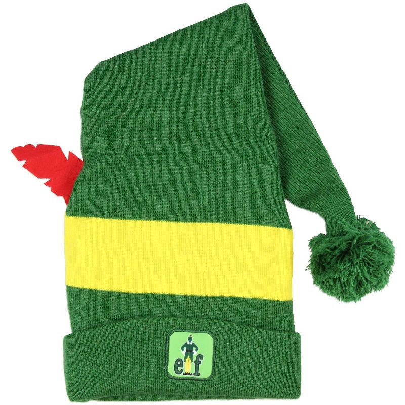 Elf The Movie Adult Buddy The Elf Character Costume Long Pom Beanie Green, 3 of 5